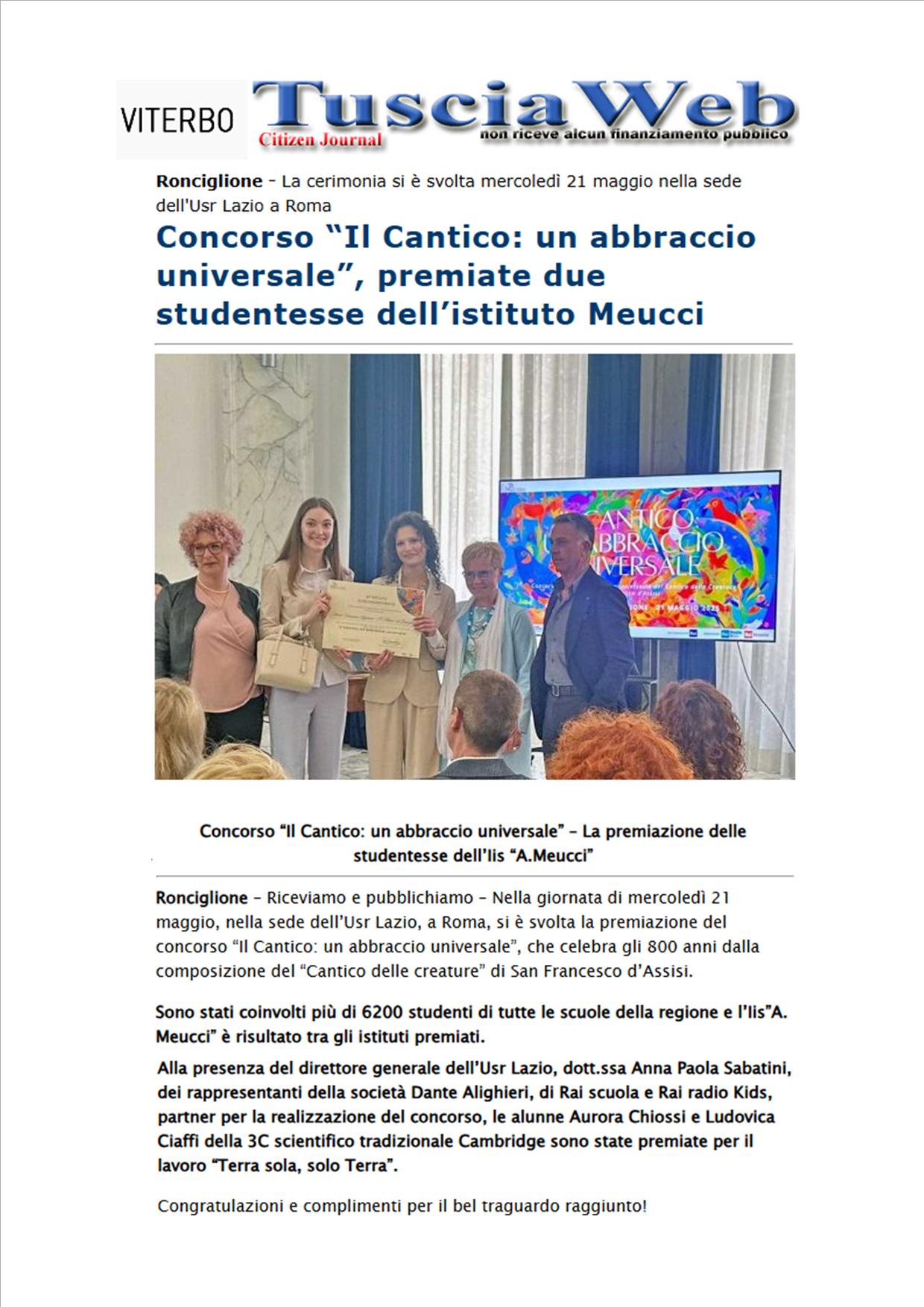 Il cantico premiazione